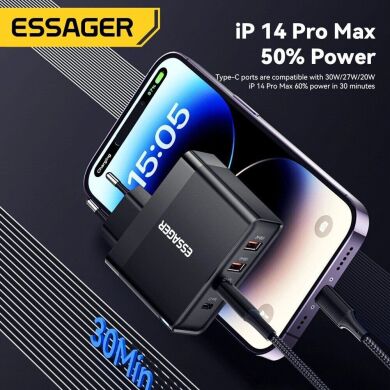 Сетевое зарядное устройство ESSAGER Grace 100W (2Type-C + 2USB) ECT2CA-QYB01-Z - Black