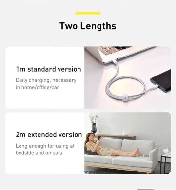 Кабель Baseus Superior Series USB to Type-C (100W, 1m) P10320102214-01 - White