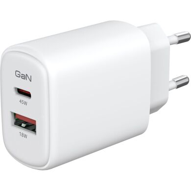 Сетевое зарядное устройство ArmorStandart Poweraze (45W) GaN Type-C + USB - White