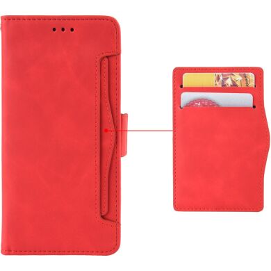 Чехол-книжка с кармашками Deexe Wallet Stand для Samsung Galaxy S26 FE - Red
