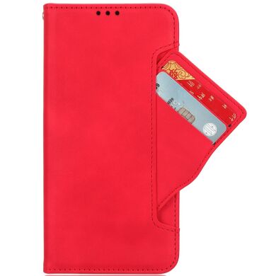 Чехол-книжка с кармашками Deexe Wallet Stand для Samsung Galaxy S26 FE - Red