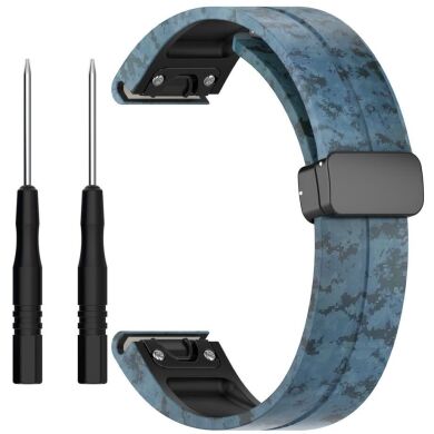 Ремешок Deexe Camo Silicone для часов с шириной крепления 22мм - Dark Blue