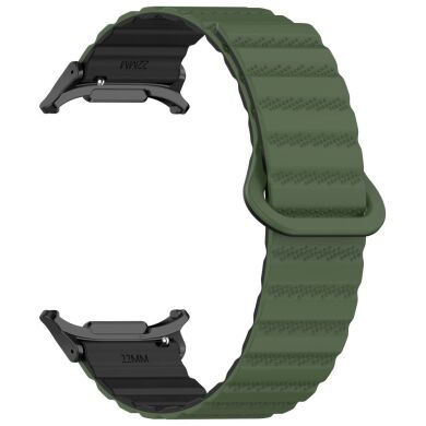 Ремінець Deexe Magnetic Strap для Samsung Galaxy Watch Ultra (47mm) - Army Green / Black