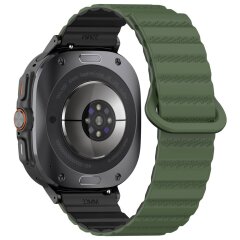 Ремешок Deexe Magnetic Strap для Samsung Galaxy Watch Ultra (47mm) - Army Green / Black