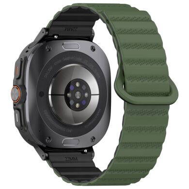 Ремінець Deexe Magnetic Strap для Samsung Galaxy Watch Ultra (47mm) - Army Green / Black