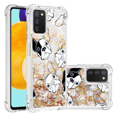 Силиконовая (TPU) накладка Deexe Fashion Glitter для Samsung Galaxy A03s (A037) - Back/White Puppy