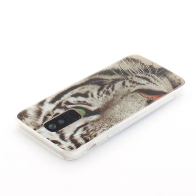 Силиконовый (TPU) чехол Deexe Life Style для Samsung Galaxy A6+ 2018 (A605) - Tiger with Green Eye