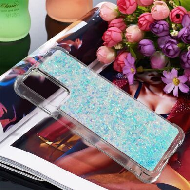 Силіконовий (TPU) чохол Deexe Liquid Glitter для Samsung Galaxy A32 5G (А326) - Baby Blue