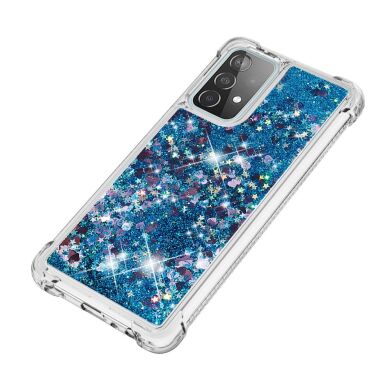 Силиконовый (TPU) чехол Deexe Liquid Glitter для Samsung Galaxy A52 (A525) / A52s (A528) - Blue