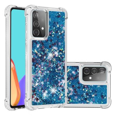 Силиконовый (TPU) чехол Deexe Liquid Glitter для Samsung Galaxy A52 (A525) / A52s (A528) - Blue