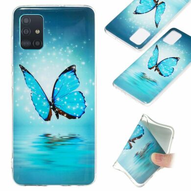 Силиконовый (TPU) чехол Deexe LumiCase для Samsung Galaxy A51 (А515) - Blue Butterfly