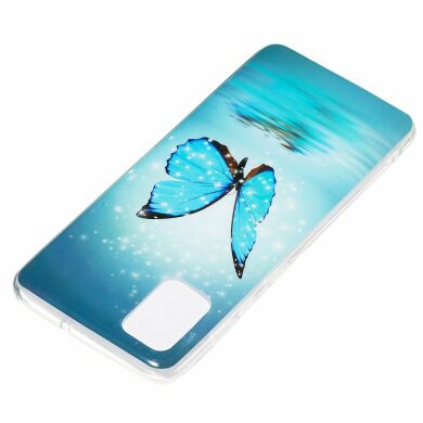 Силиконовый (TPU) чехол Deexe LumiCase для Samsung Galaxy A51 (А515) - Blue Butterfly