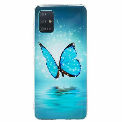 Силиконовый (TPU) чехол Deexe LumiCase для Samsung Galaxy A51 (А515) - Blue Butterfly