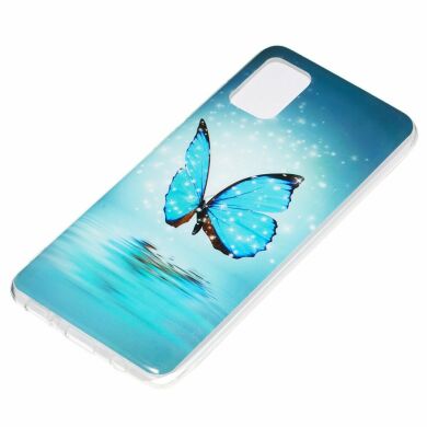 Силиконовый (TPU) чехол Deexe LumiCase для Samsung Galaxy A51 (А515) - Blue Butterfly