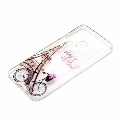 Силиконовый (TPU) чехол Deexe Pretty Glossy для Samsung Galaxy A20s (A207) - Eiffel Tower and Bicycle