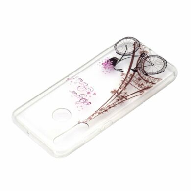 Силиконовый (TPU) чехол Deexe Pretty Glossy для Samsung Galaxy A20s (A207) - Eiffel Tower and Bicycle