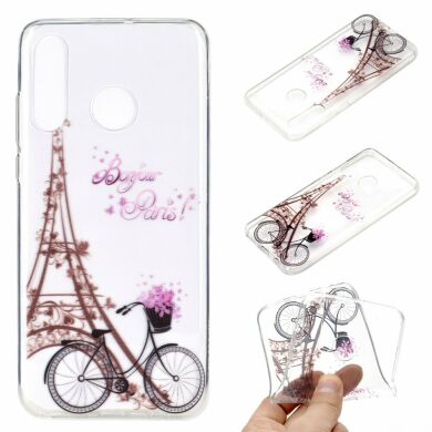 Силиконовый (TPU) чехол Deexe Pretty Glossy для Samsung Galaxy A20s (A207) - Eiffel Tower and Bicycle