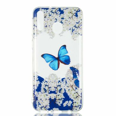 Силиконовый (TPU) чехол Deexe Pretty Glossy для Samsung Galaxy M20 (M205) - Butterfly and White Flowers