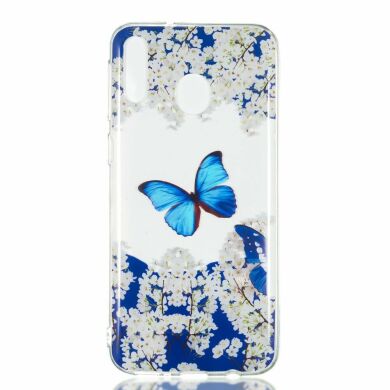 Силіконовий (TPU) чохол Deexe Pretty Glossy для Samsung Galaxy M20 (M205) - Butterfly and White Flowers