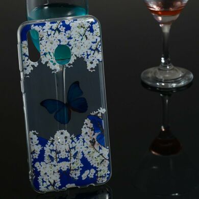 Силіконовий (TPU) чохол Deexe Pretty Glossy для Samsung Galaxy M20 (M205) - Butterfly and White Flowers