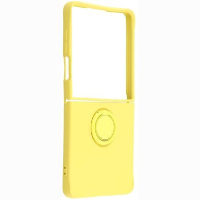 Силиконовый (TPU) чехол с кольцом Deexe Color Shell (FF) для Samsung Galaxy Flip 8 - Yellow