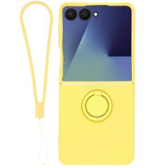 Силиконовый (TPU) чехол с кольцом Deexe Color Shell (FF) для Samsung Galaxy Flip 8 - Yellow