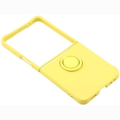 Силиконовый (TPU) чехол с кольцом Deexe Color Shell (FF) для Samsung Galaxy Flip 8 - Yellow