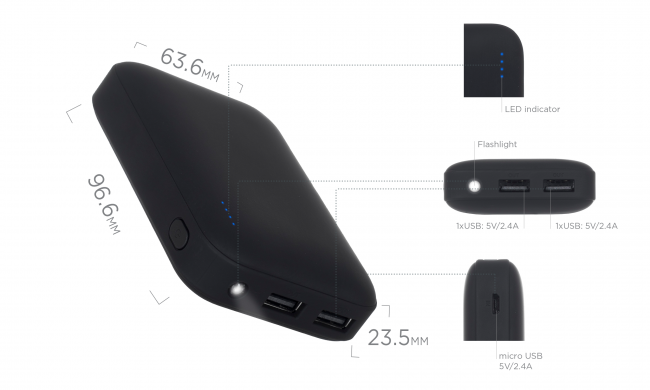 Внешний аккумулятор ERGO LI-07 - 7500 mAh - Black