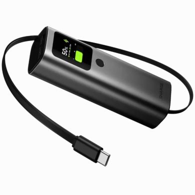 Внешний аккумулятор Sharge Retractable 165 165W (20000mAh) + кабель Type-C - Black