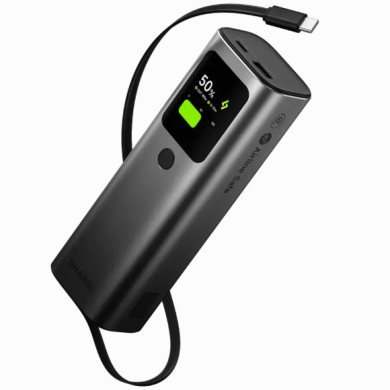 Внешний аккумулятор Sharge Retractable 165 165W (20000mAh) + кабель Type-C - Black