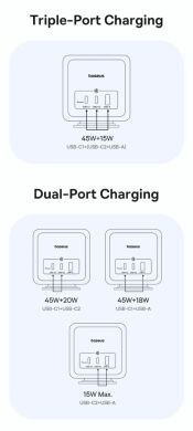 Сетевое зарядное устройство Baseus EnerFill FA11 3AC + 1U + 2C (67W) E00082100123-00 - Black