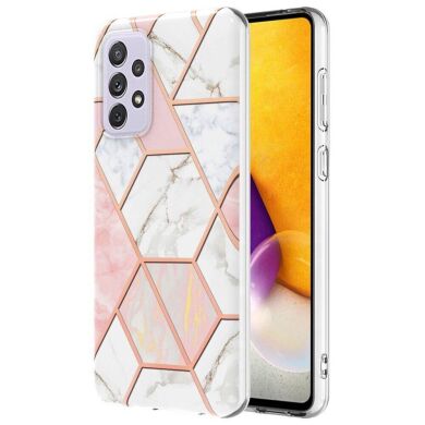 Захисний чохол Deexe Marble Pattern для Samsung Galaxy A73 (A736) - White / Pink