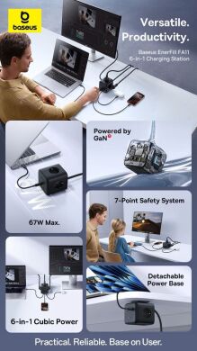 Сетевое зарядное устройство Baseus EnerFill FA11 3AC + 1U + 2C (67W) E00082100123-00 - Black