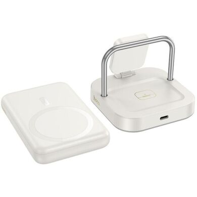 Беспроводное зарядное устройство Hoco CQ16 Astute 4-in-1 (15W) + Power Bank (10000mAh) - Milky White