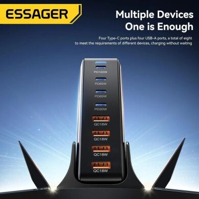 Сетевое зарядное устройство ESSAGER Engine 320W (4Type-C + 4USB) EZC320W-QJB0G-Z - Black