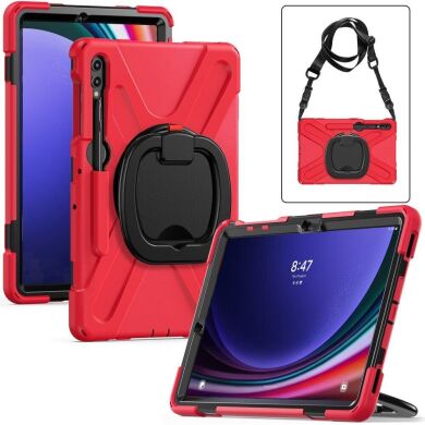 Захисний чохол Deexe Hand Grip X для Samsung Galaxy Tab S7 FE / S7 Plus / S8 Plus / S9 Plus (T730/736/800/806/970/975/810/816) - Red / Black