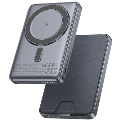 Внешний аккумулятор с кардхолдером-подставкой HOCO Q46 Title PD20W (5000mAh) - Silver Gray