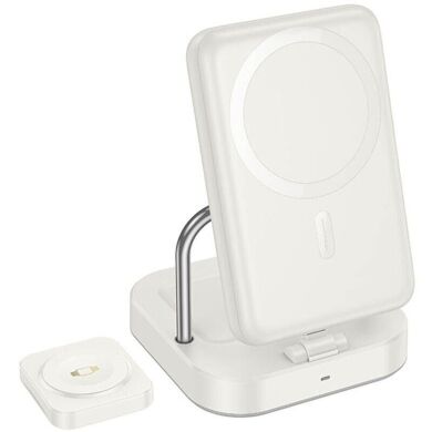 Беспроводное зарядное устройство Hoco CQ16 Astute 4-in-1 (15W) + Power Bank (10000mAh) - Milky White