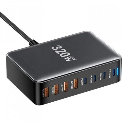 Сетевое зарядное устройство ESSAGER Engine 320W (4Type-C + 4USB) EZC320W-QJB0G-Z - Black