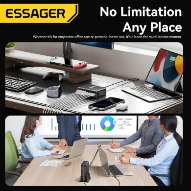 Сетевое зарядное устройство ESSAGER Engine 320W (4Type-C + 4USB) EZC320W-QJB0G-Z - Black