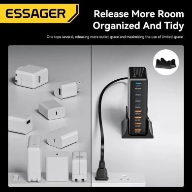 Сетевое зарядное устройство ESSAGER Engine 320W (4Type-C + 4USB) EZC320W-QJB0G-Z - Black