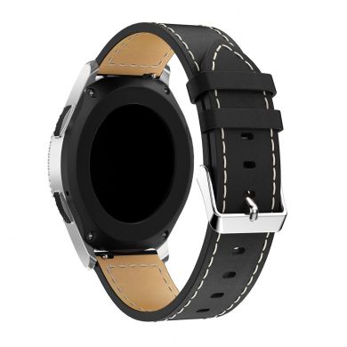 Кожаный ремешок Deexe Classic для Samsung Galaxy Watch 46mm / Watch 3 45mm / Gear S3 - Black