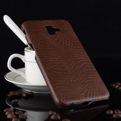 Пластиковый чехол Deexe Croco Style для Samsung Galaxy J6+ (J610) - Coffee