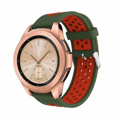 Ремінець Deexe Dual Color для Samsung Galaxy Watch 42mm / Watch 3 41mm - Army Green / Red