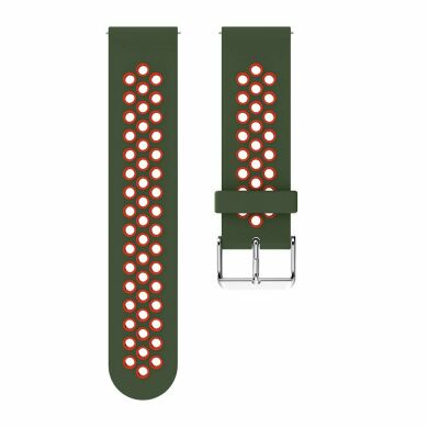 Ремешок Deexe Dual Color для Samsung Galaxy Watch 42mm / Watch 3 41mm - Army Green / Red