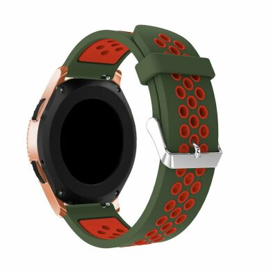 Ремешок Deexe Dual Color для Samsung Galaxy Watch 42mm / Watch 3 41mm - Army Green / Red