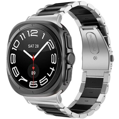 Ремешок Deexe Stainless Steel для Samsung Galaxy Watch 8 (40/44mm) / 8 Classic / Ultra (2025) - Black / Silver
