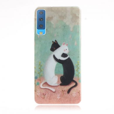 Силіконовий (TPU) чохол Deexe Life Style для Samsung Galaxy A7 2018 (A750), Hugging Cats