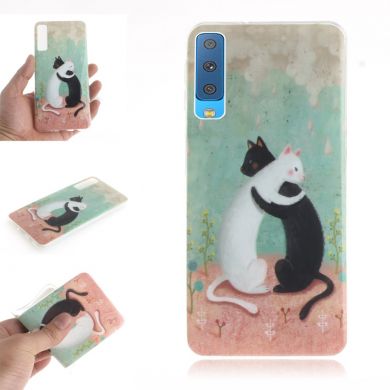 Силіконовий (TPU) чохол Deexe Life Style для Samsung Galaxy A7 2018 (A750), Hugging Cats
