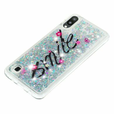 Силиконовый (TPU) чехол Deexe Liquid Glitter для Samsung Galaxy A10 (A105) - SMILE Pattern